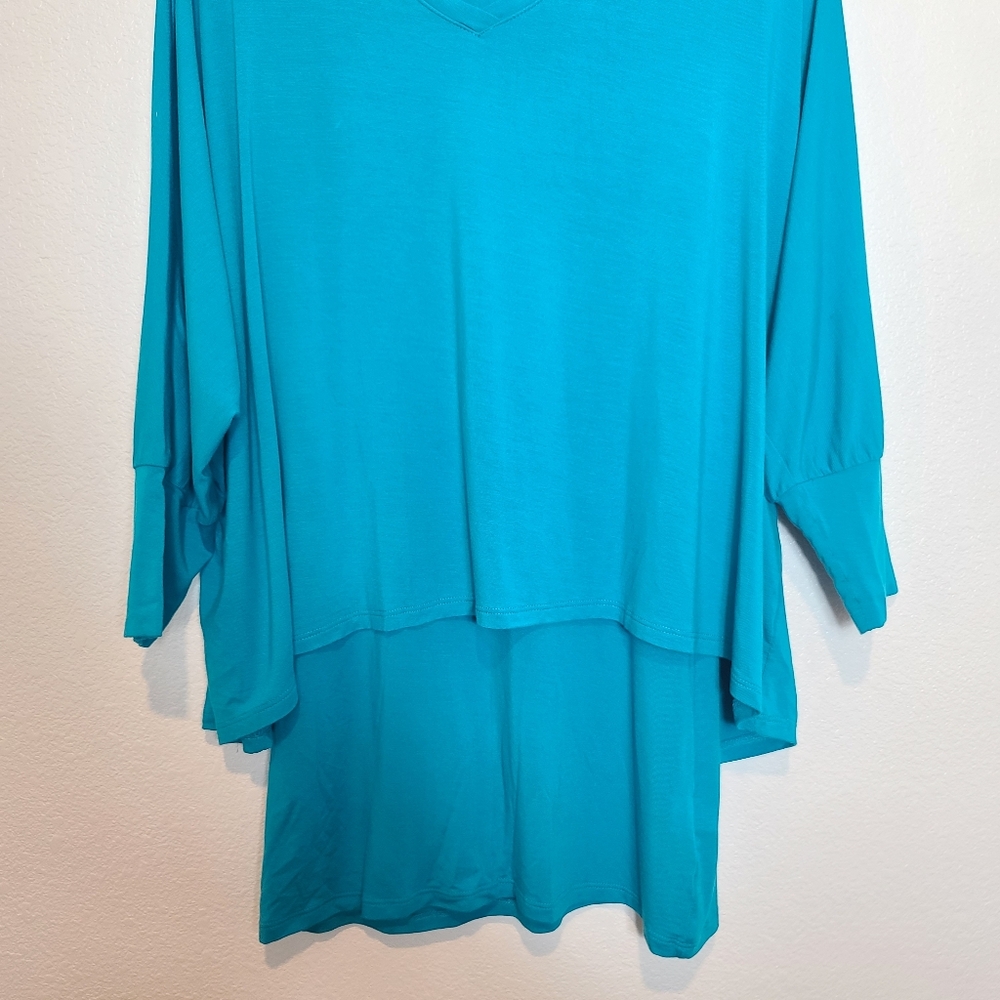 SOFT SURROUNDINGS Indeevar Jersey Knit Tunic Top in Turqoise NWT Size Me… - Picture 5 of 9
